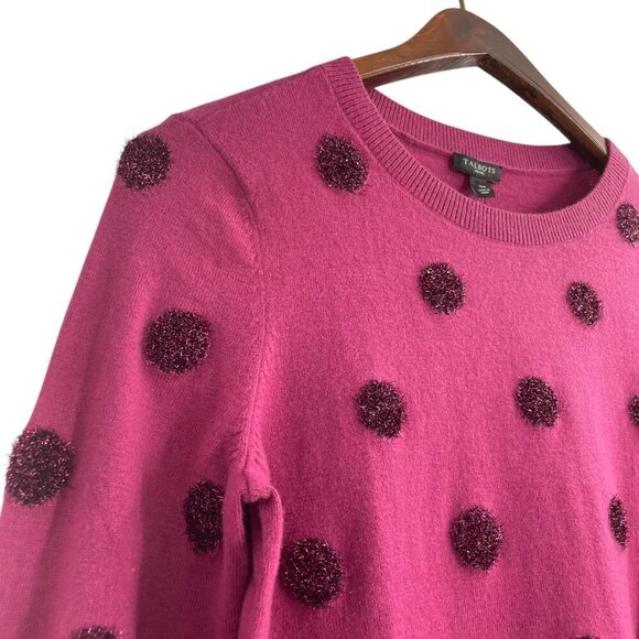 NWT Talbots Tinsel Dot Sweater Womens Size Small Peite Plum Delight Wool Blend - Picture 3 of 8